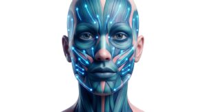안면 리프팅의 의학적 개념을 설명하는 3D 일러스트
